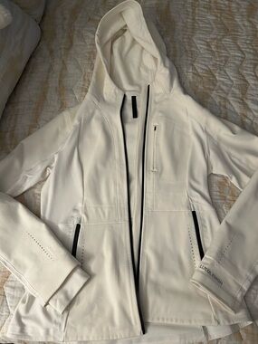 lululemon athletica Cream Hooded Utility Jacket with Black Trim